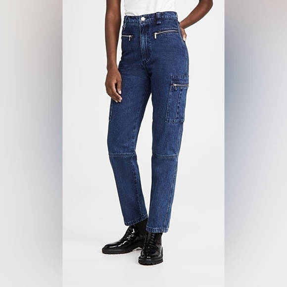 Weworewhat Utility Cargo Style Zippered Dark Wash Straight Denim Jeans Size 29 - Picture 2 of 13